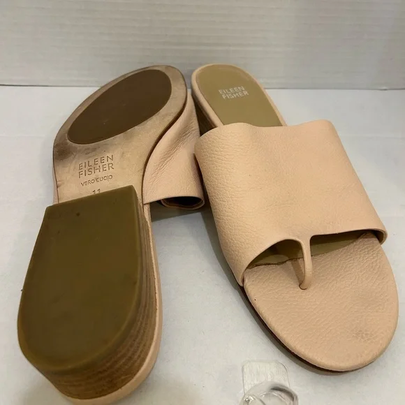Eileen Fisher Women's Cream Slide Sandals thong woman’s size 11 leather - Picture 7 of 9